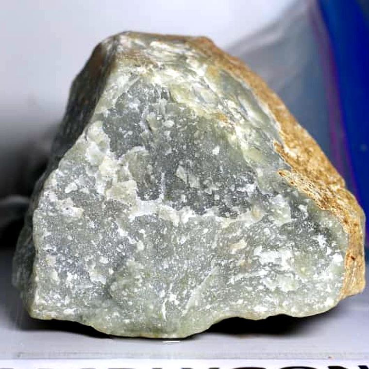Pale amblygonite specimen, a lithium phosphate mineral