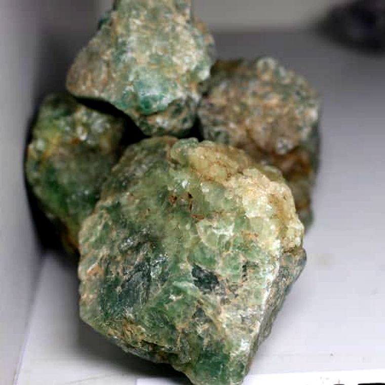 Green fluorite crystals